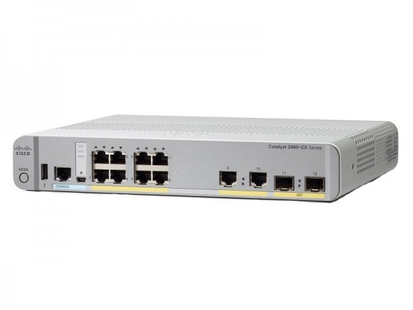 Коммутатор Cisco WS-C2960CX-8TC-L - 8 x GE, 2 x 1G SFP и 2 x 1G copper, LAN Base