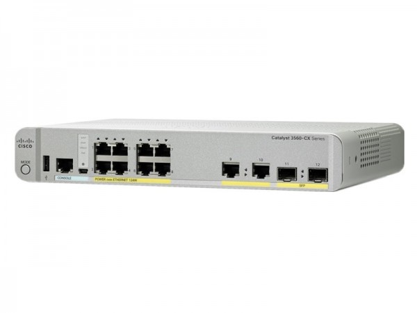 Коммутатор Cisco WS-C3560CX-8PC-S - 8xGE, PoE, 2 x 1G SFP, 2 x 1G copper, IP Base