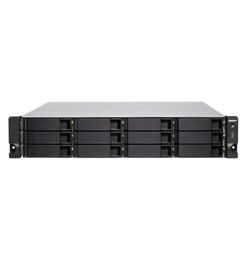 QNAP TS-1886XU-RP-D1602-4G Cетевой RAID-накопитель, 12 отсеков 3,5"/2,5", 6 отсеков 2,5", 2 порта 10 GbE SFP+, стоечное исполнение, 2 блока питания. Intel Xeon D, DDR4 ECC