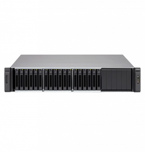 QNAP SS-EC1879U-SAS-RP Сетевой RAID-накопитель, 18 отсеков для HDD 2,5" SAS/SATA, стоечное исполнение, 2 блока питания. Intel Xeon E3-1245 v2 3,4 ГГц, 8 ГБ ECC