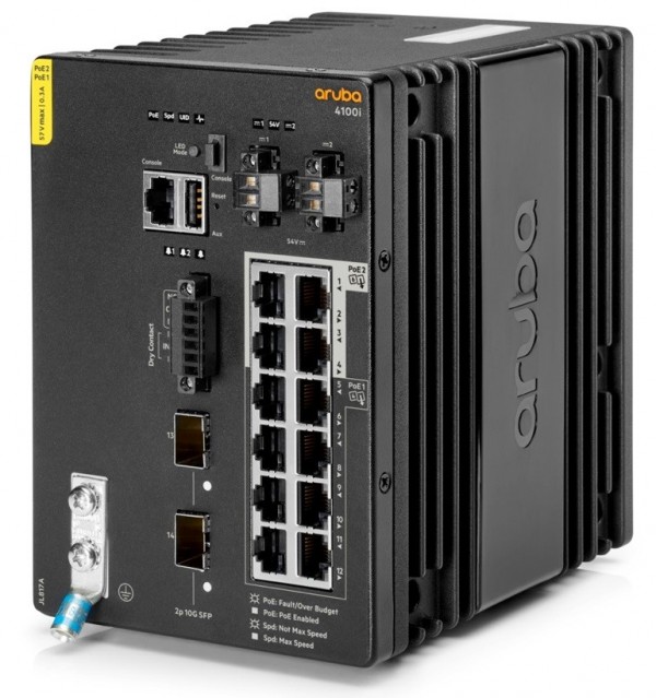 Коммутатор Aruba CX 4100i 12-port 1GbE (8-port Class 4 POE and 4-port Class 6 POE) 2-port SFP+ DIN Mount Switch JL818A