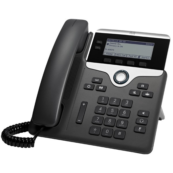 Телефон Cisco IP Phone CP-7821-K9 - SIP, 2 линии, монохромный LCD дисплей 3.5