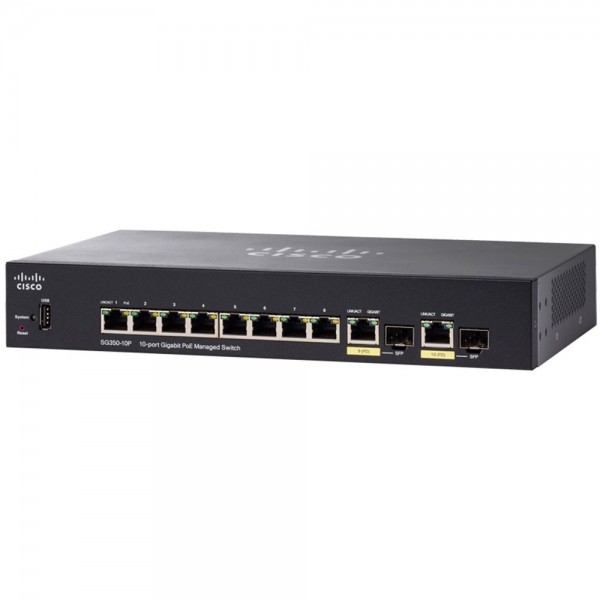Коммутатор Cisco SG350-10P-K9-EU 10-port Gigabit POE Managed Switch